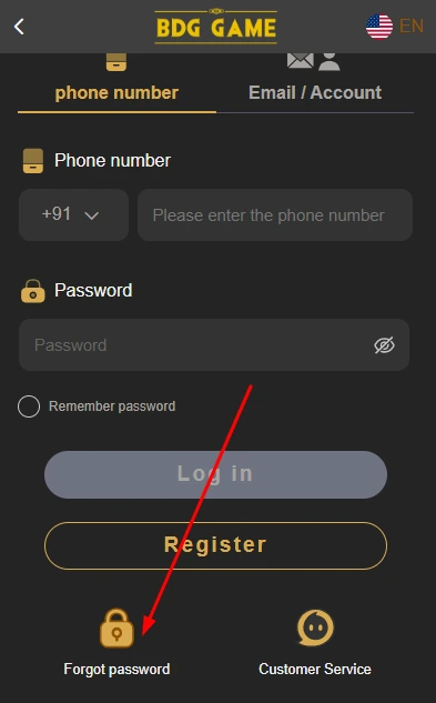 Click on forgot password button